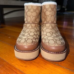 Coach Brown and Cream Ankle Boots